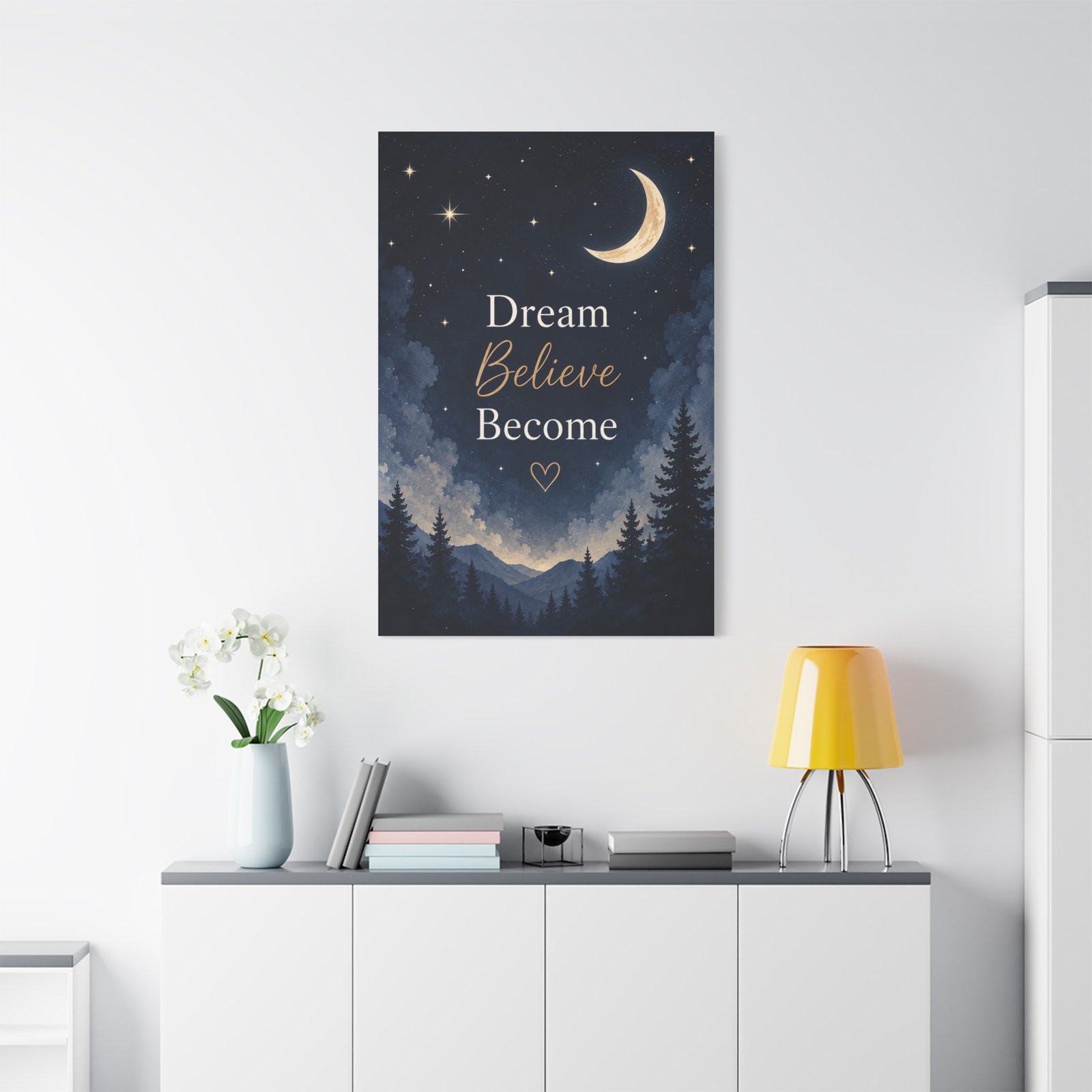 Dream Believe Become Moonlit Canvas Wall Art - Image 1