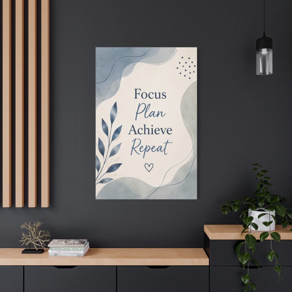 Focus Plan Achieve Repeat Canvas Wall Art