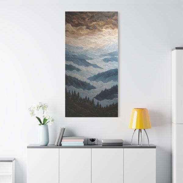 Misty Mountain Landscape Canvas Wall Art – Stretched Matte 1.25" - Image 2