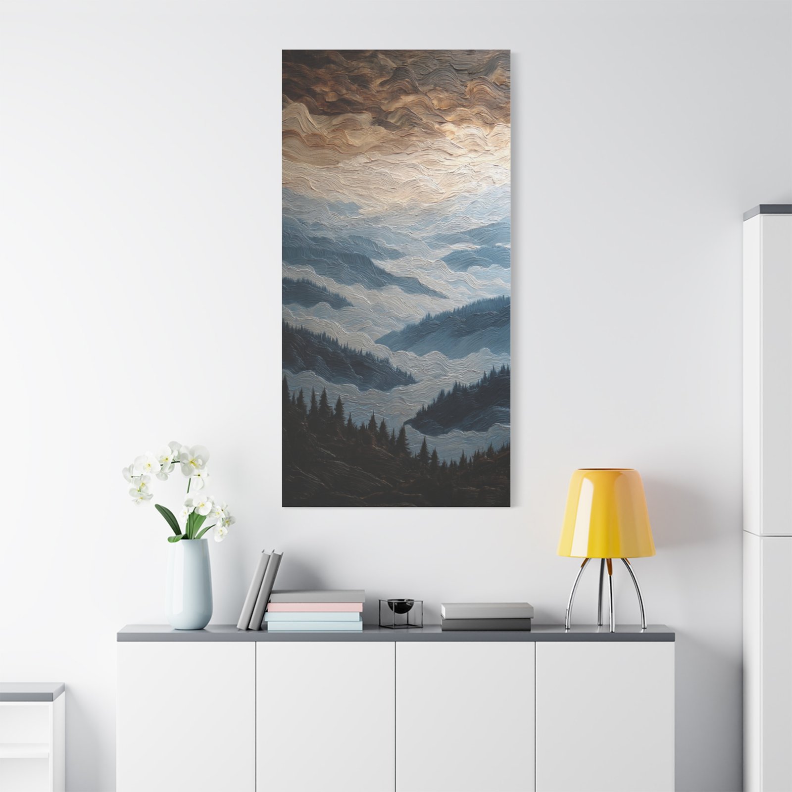Misty Mountain Landscape Canvas Wall Art – Stretched Matte 1.25" - Image 2