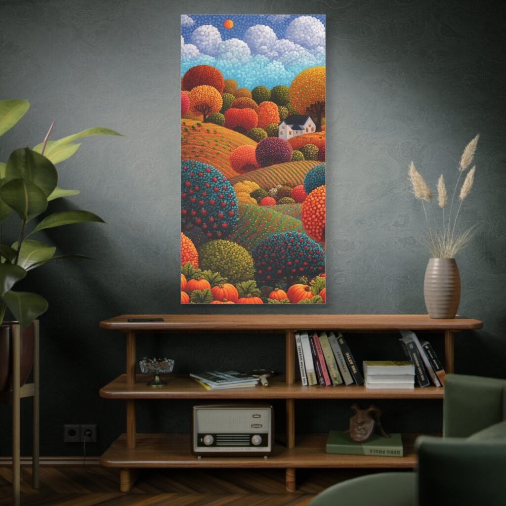 Autumn Hills Matte Canvas Art — Colorful Countryside Landscape, Stretched 1.25"