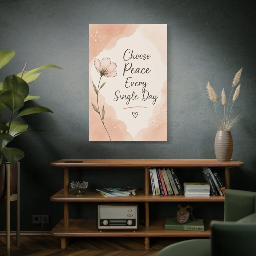 Choose Peace Every Single Day Floral Canvas Wall Art
