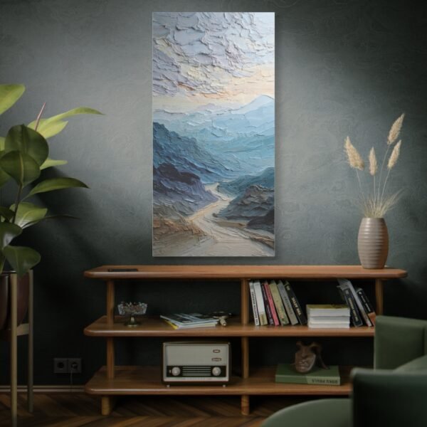 Mountain Mist Matte Canvas Wall Art - Textured Blue Landscape, Stretched 1.25" - Image 5