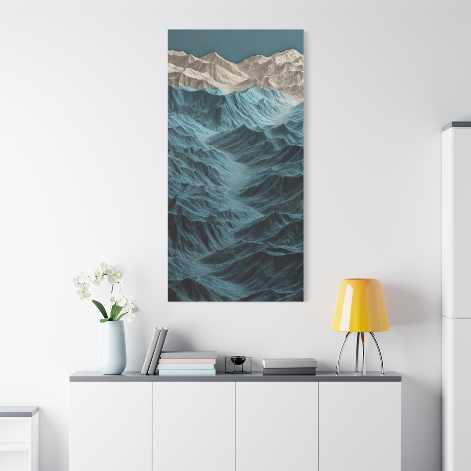 Abstract Ocean Waves Matte Canvas Art – Blue Textured Seascape Wall Decor - Image 2