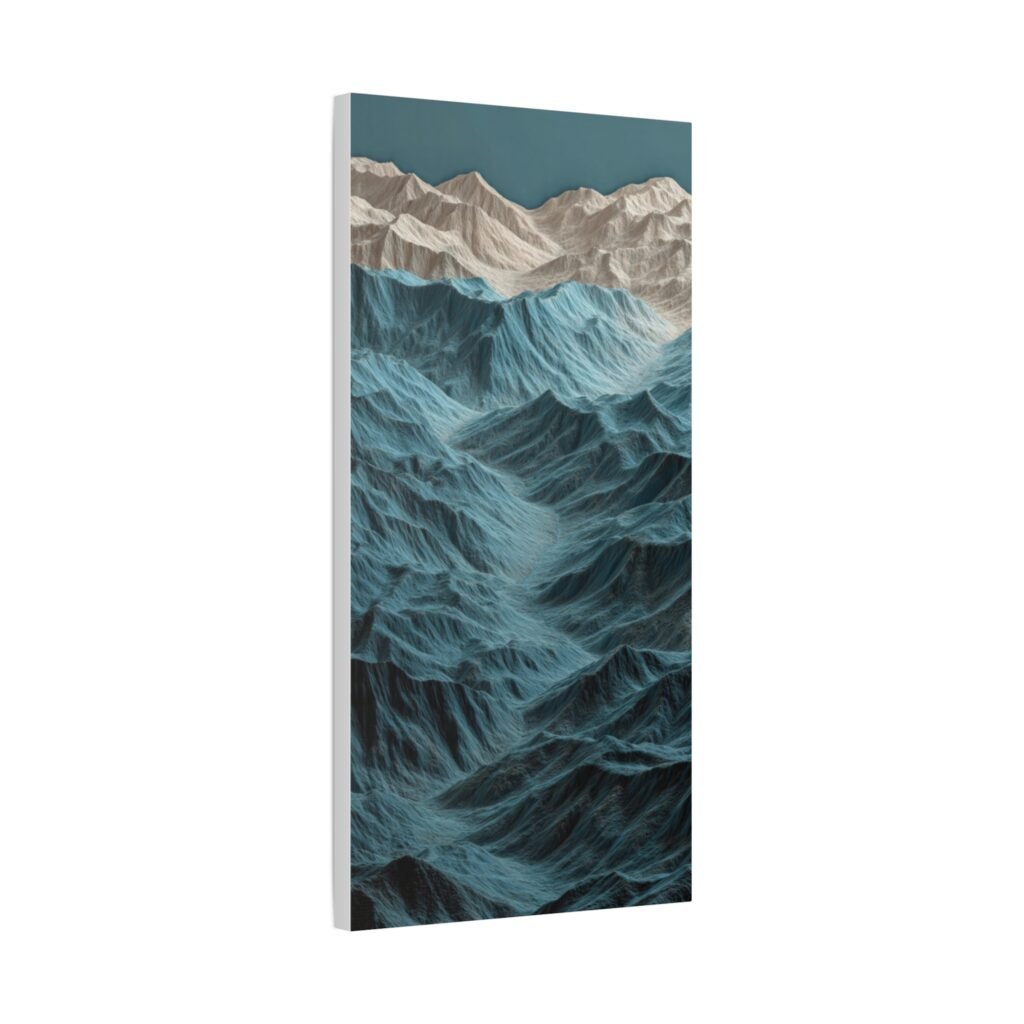 Abstract Ocean Waves Matte Canvas Art – Blue Textured Seascape Wall Decor