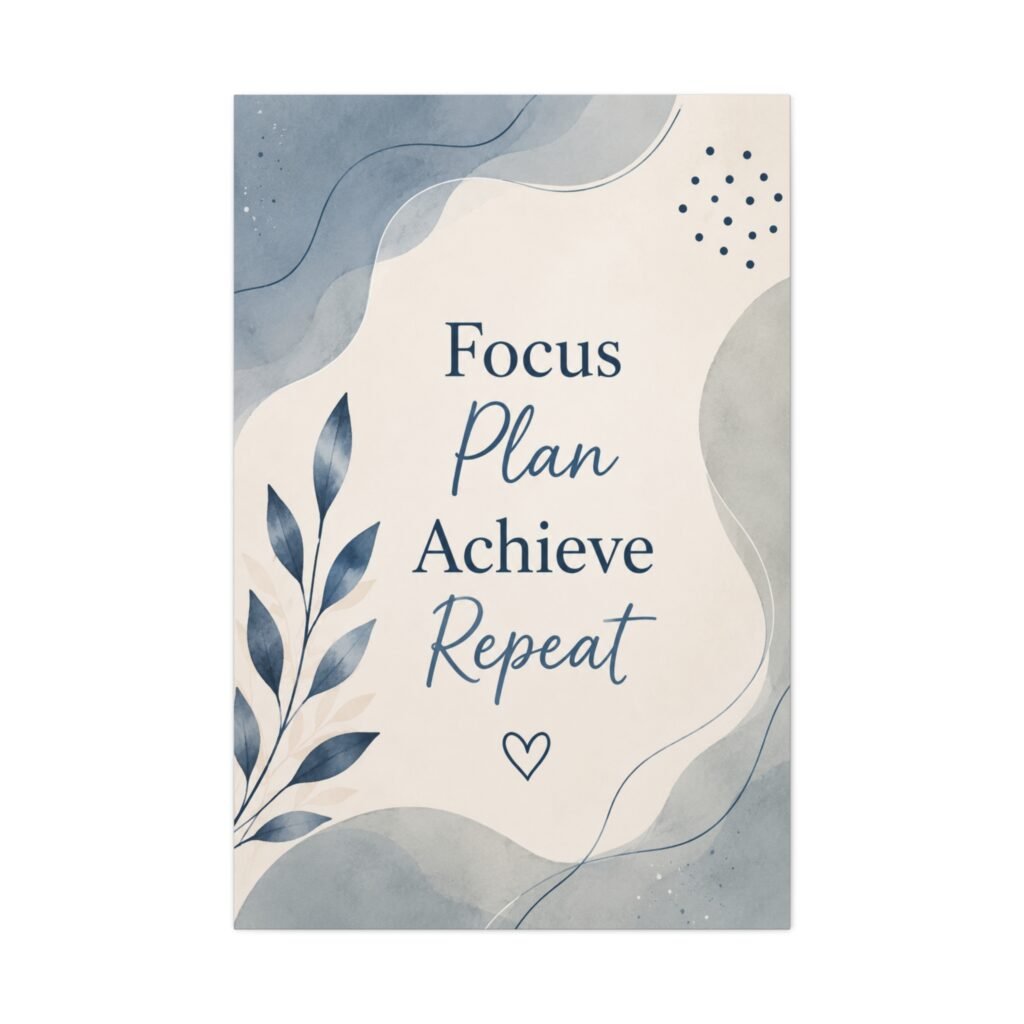 Focus Plan Achieve Repeat Canvas Wall Art