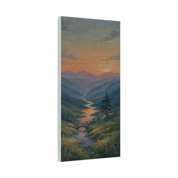 Stretched Matte Canvas Wall Art — Serene Mountain River Sunset Landscape - Image 3