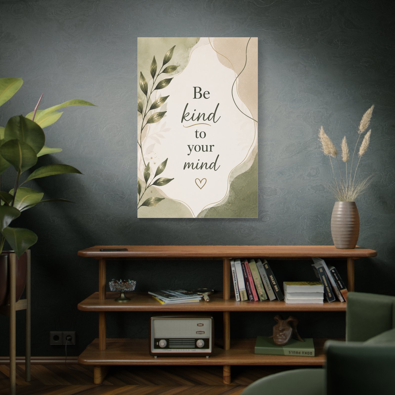 Canvas Wall Art - "Be Kind to Your Mind" Botanical Quote - Image 5