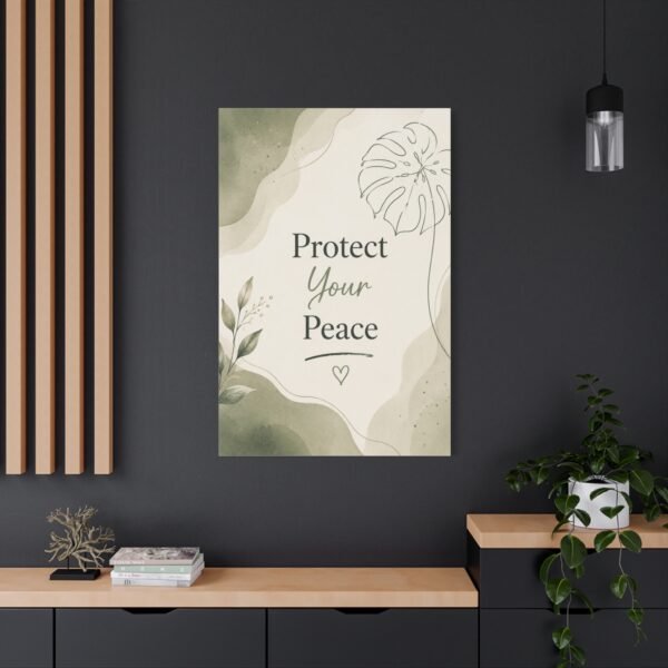 Protect Your Peace Canvas Wall Art – Botanical Inspirational Sign - Image 4