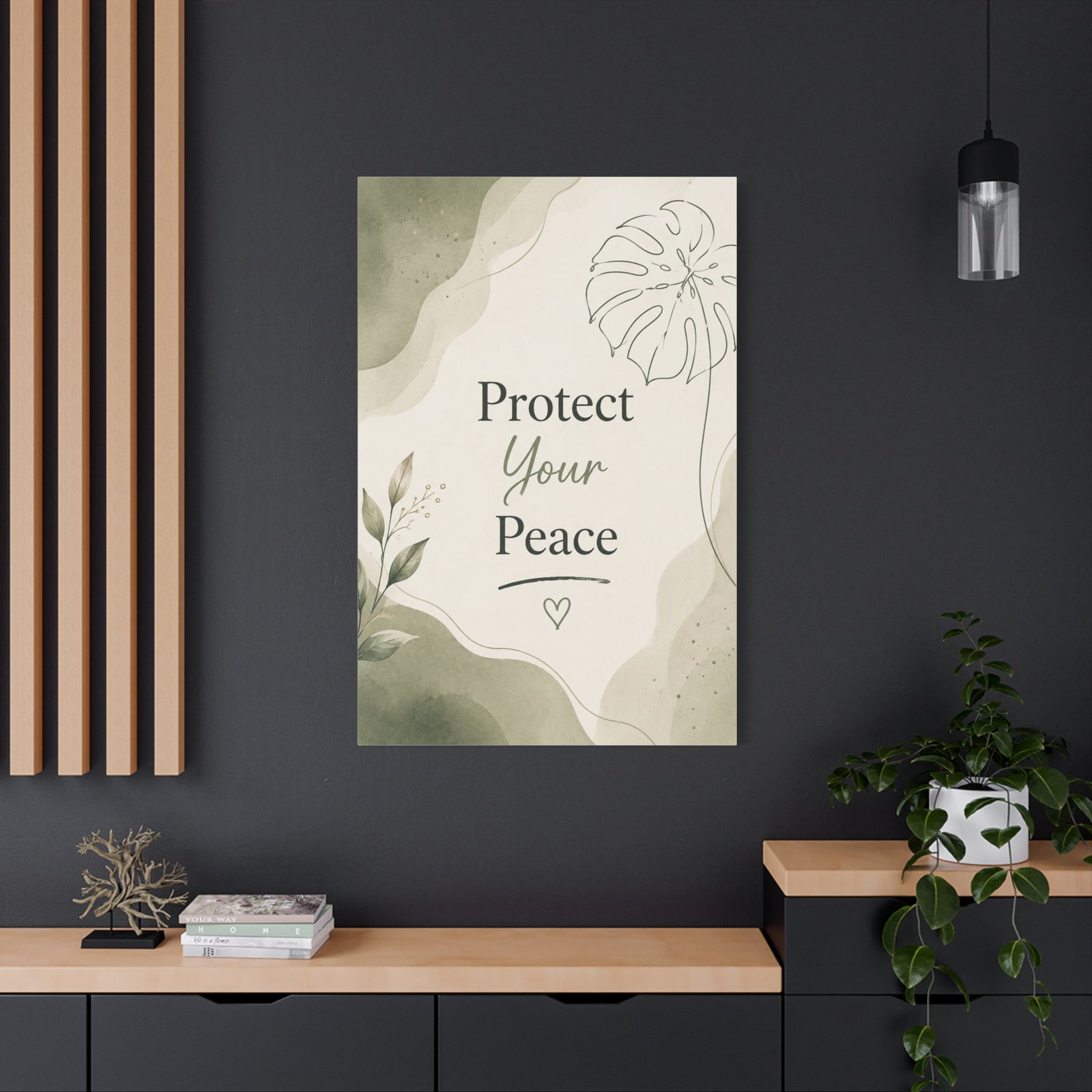 Protect Your Peace Canvas Wall Art – Botanical Inspirational Sign - Image 4