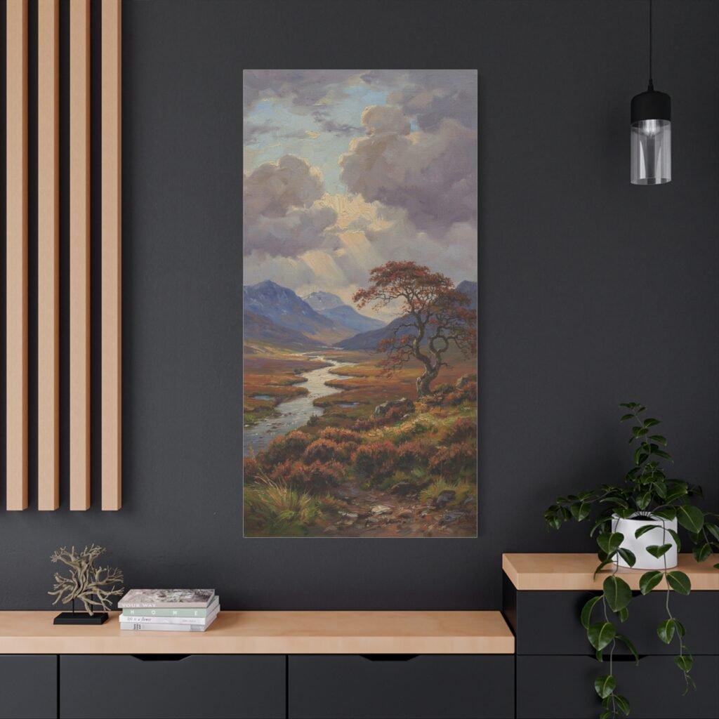 Matte Canvas Wall Art – Serene Highland River Landscape (Stretched 1.25")