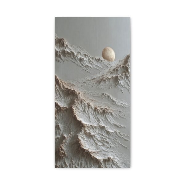 Moonlit Mountain Canvas Art - Textured Neutral Wall Decor - Image 1