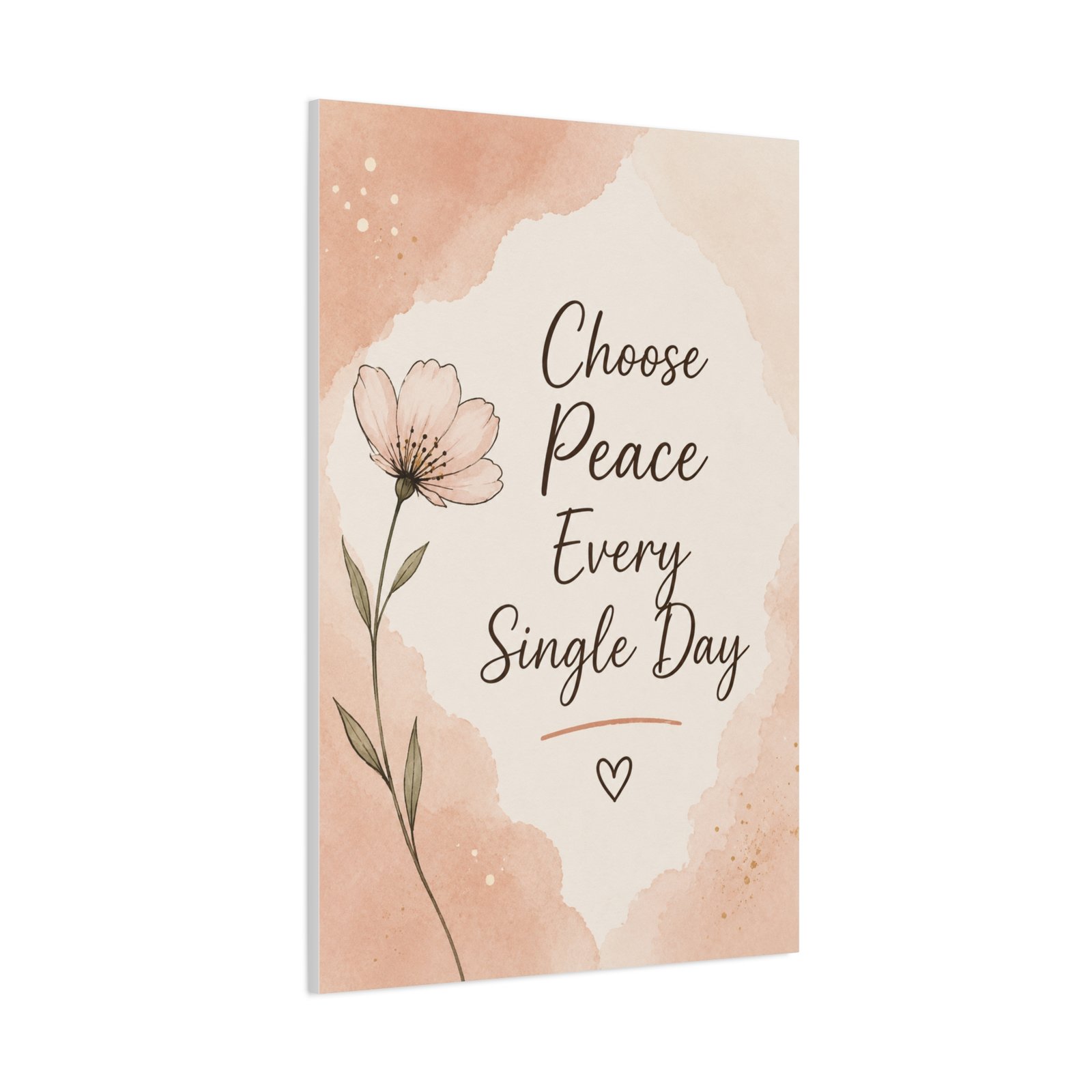 Choose Peace Every Single Day Floral Canvas Wall Art - Image 3