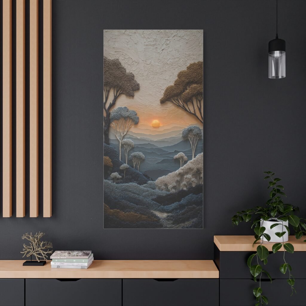 Textured Sunset Landscape Canvas – Stretched Matte Wall Art