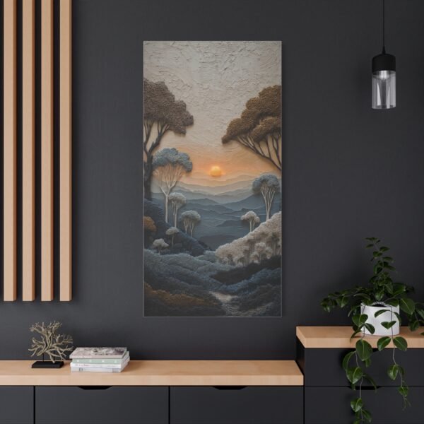 Textured Sunset Landscape Canvas – Stretched Matte Wall Art - Image 4