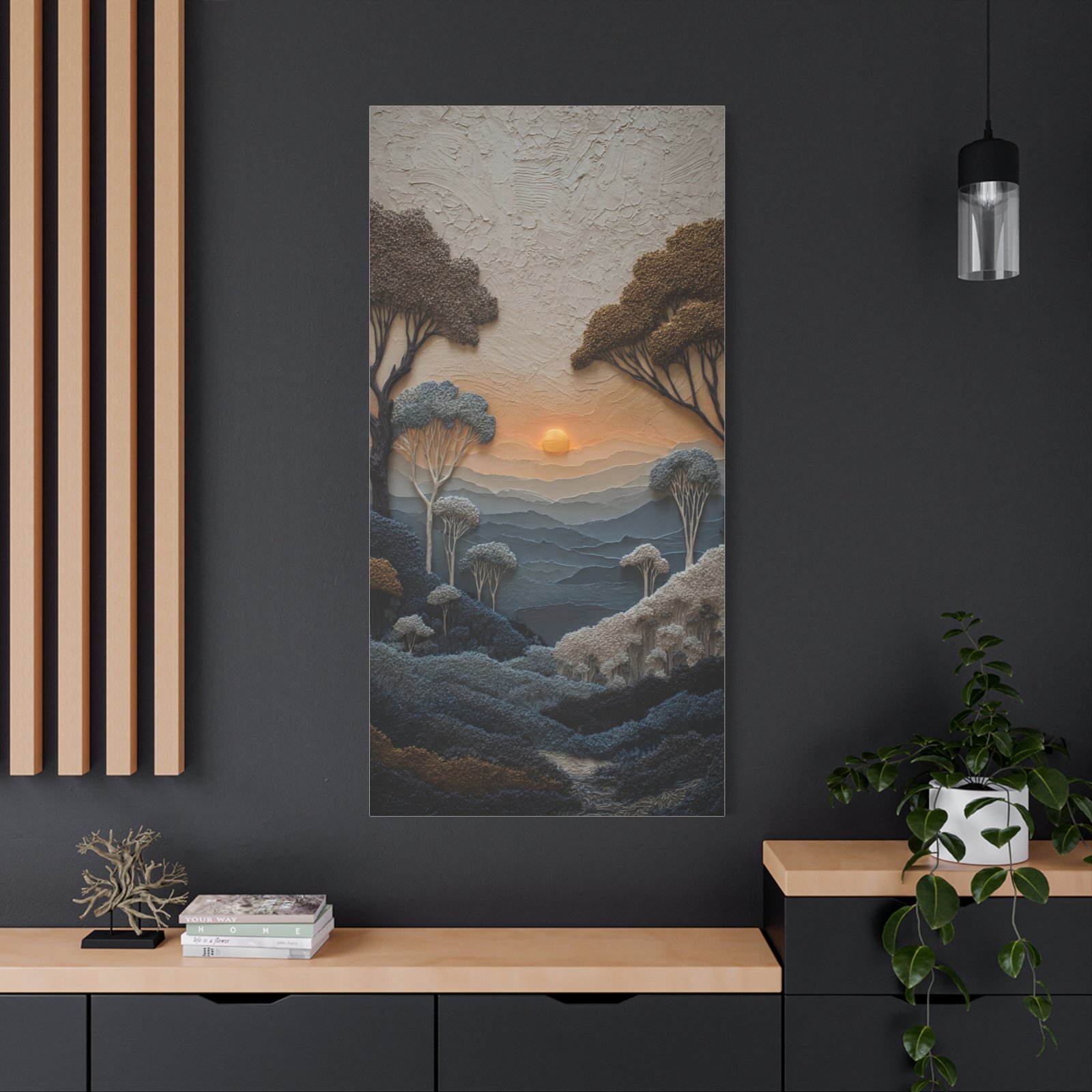 Textured Sunset Landscape Canvas – Stretched Matte Wall Art - Image 4