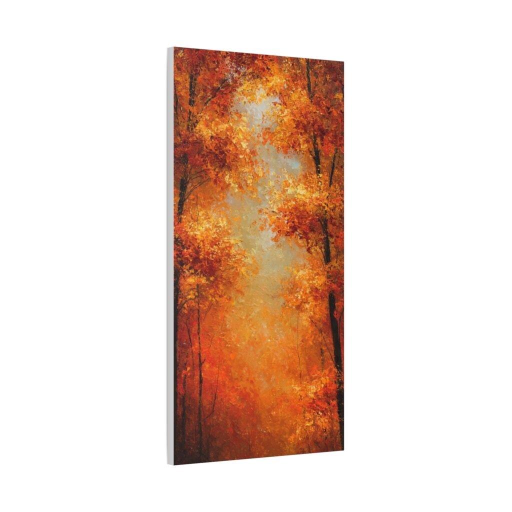 Autumn Forest Canvas Print — Orange Fall Trees Stretched Matte Wall Art