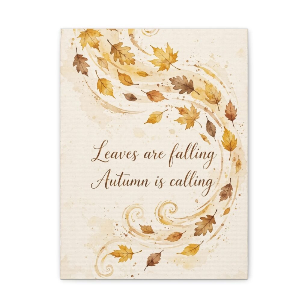 Autumn Wall Art Canvas - "Leaves are falling, Autumn is calling" Matte Stretched Canvas