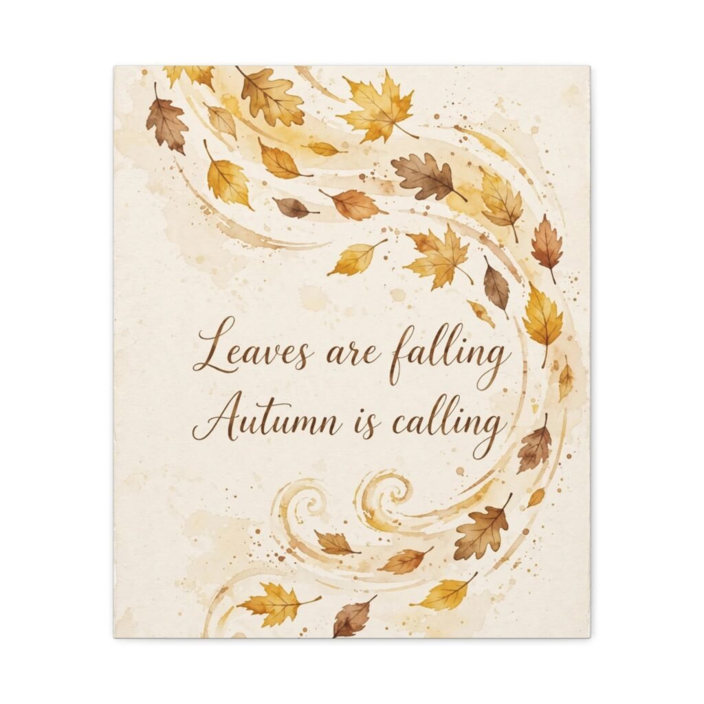 Autumn Wall Art Canvas - "Leaves are falling, Autumn is calling" Matte Stretched Canvas