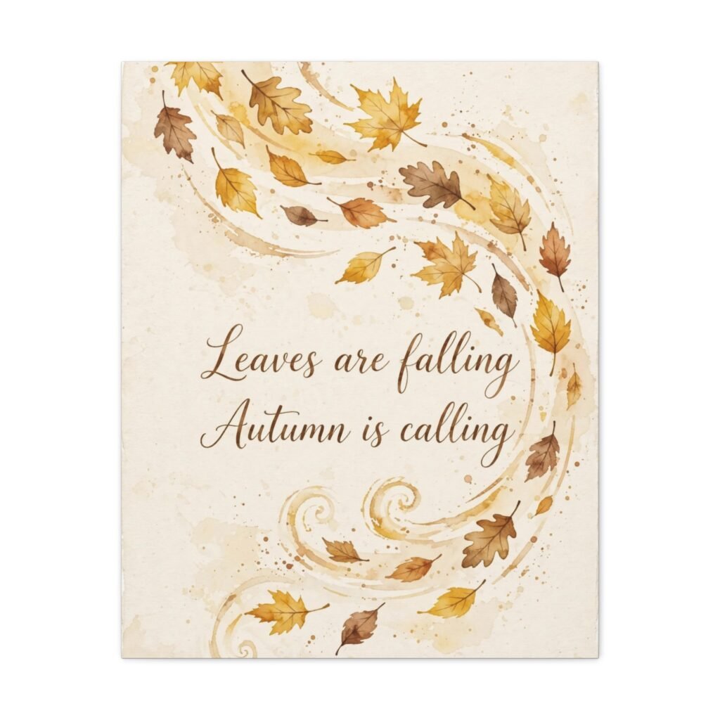 Autumn Wall Art Canvas - "Leaves are falling, Autumn is calling" Matte Stretched Canvas