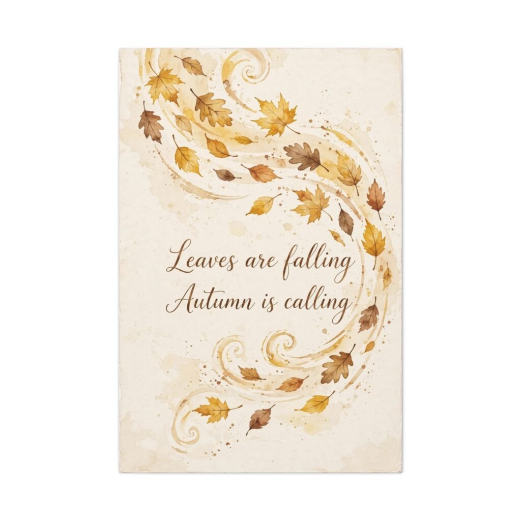 Autumn Wall Art Canvas - "Leaves are falling, Autumn is calling" Matte Stretched Canvas