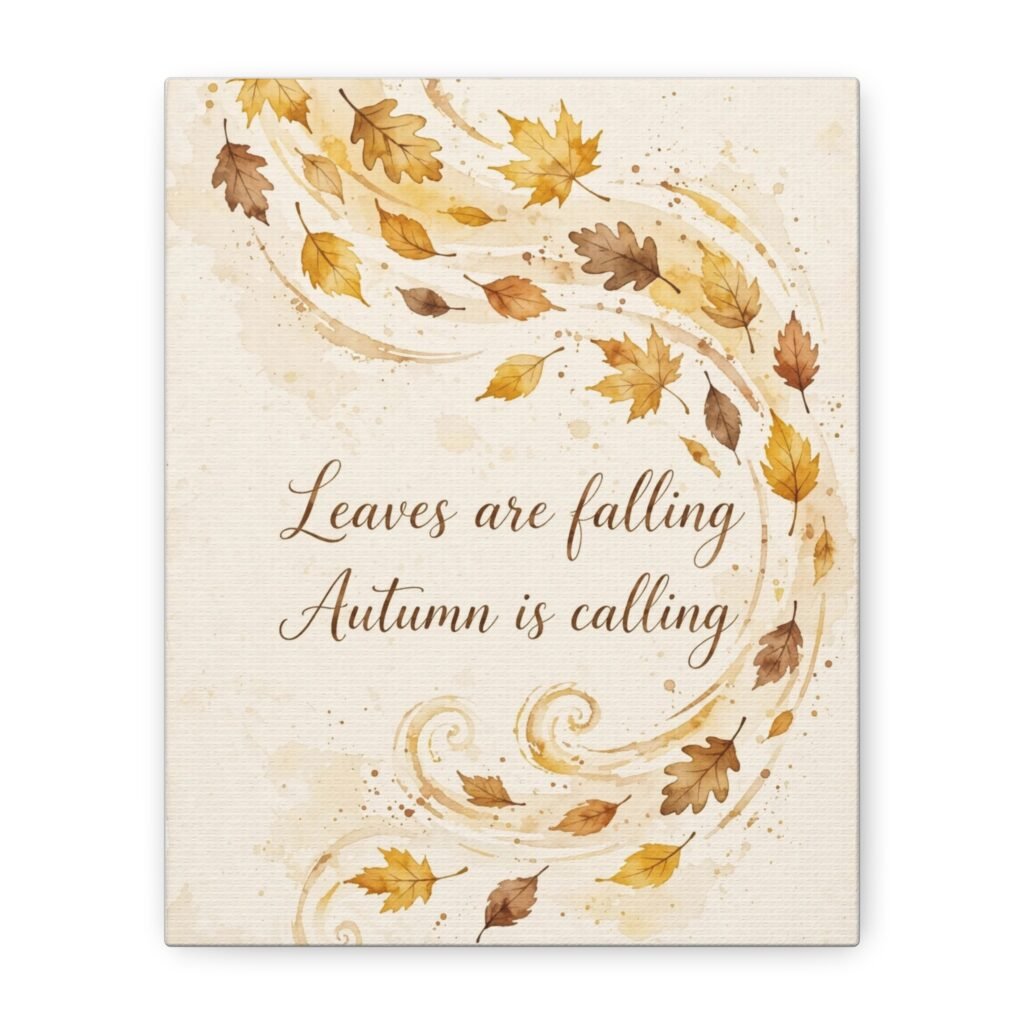 Autumn Wall Art Canvas - "Leaves are falling, Autumn is calling" Matte Stretched Canvas