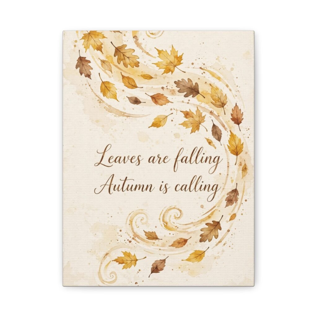 Autumn Wall Art Canvas - "Leaves are falling, Autumn is calling" Matte Stretched Canvas