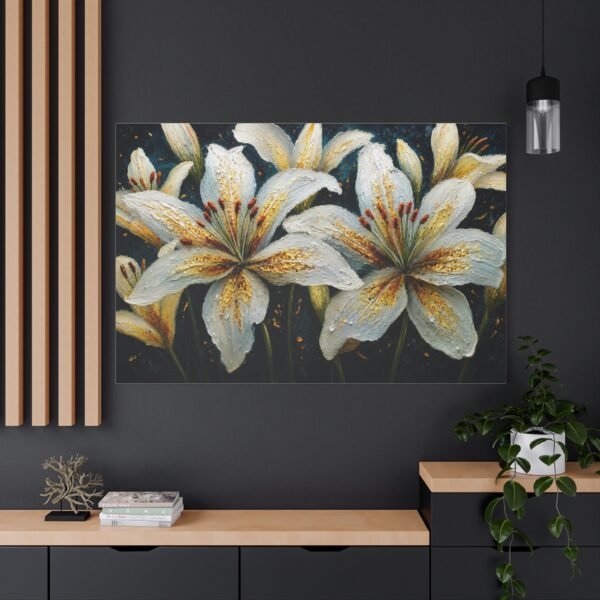White Lily Floral Canvas Wall Art - Matte Stretched 1.25" - Image 4