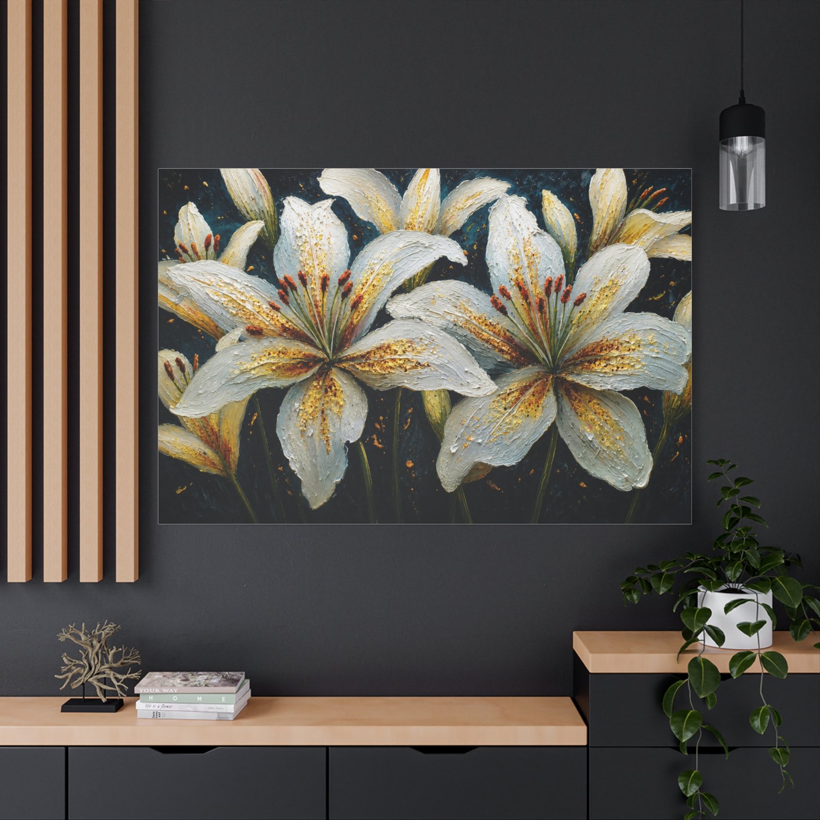 White Lily Floral Canvas Wall Art - Matte Stretched 1.25" - Image 4