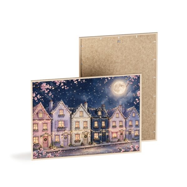 Framed Moonlit Cottage Street Poster — Wooden Frame Wall Art - Image 4