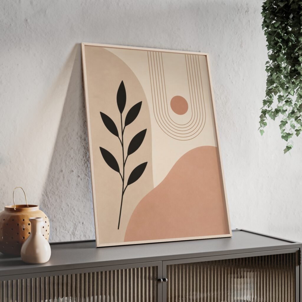 Boho Poster with Wooden Frame — Boho Earth Tone Wall Art