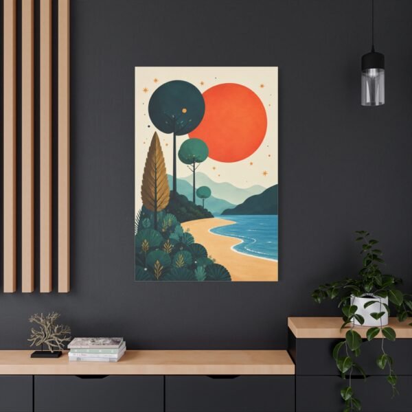 Modern Retro Sunset Beach Matte Canvas Wall Art - Image 4