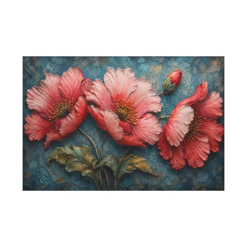 Pink Poppy Floral Canvas Wall Art — Stretched Matte 1.25"