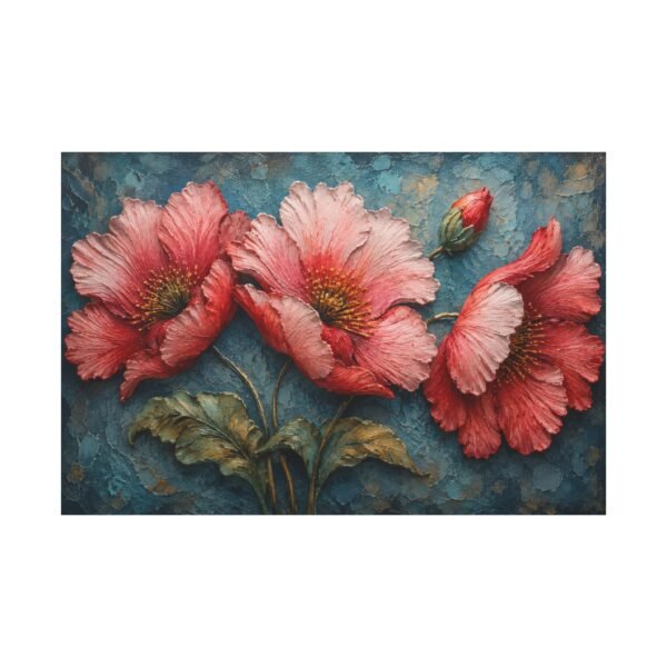 Pink Poppy Floral Canvas Wall Art — Stretched Matte 1.25" - Image 2