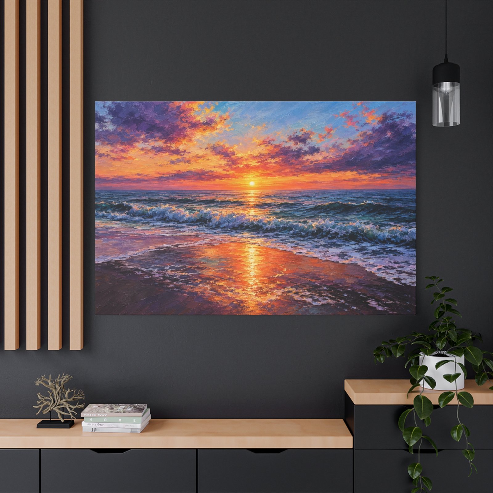 Sunset Ocean Canvas Print — Vibrant Seascape Matte Stretched Wall Art - Image 4