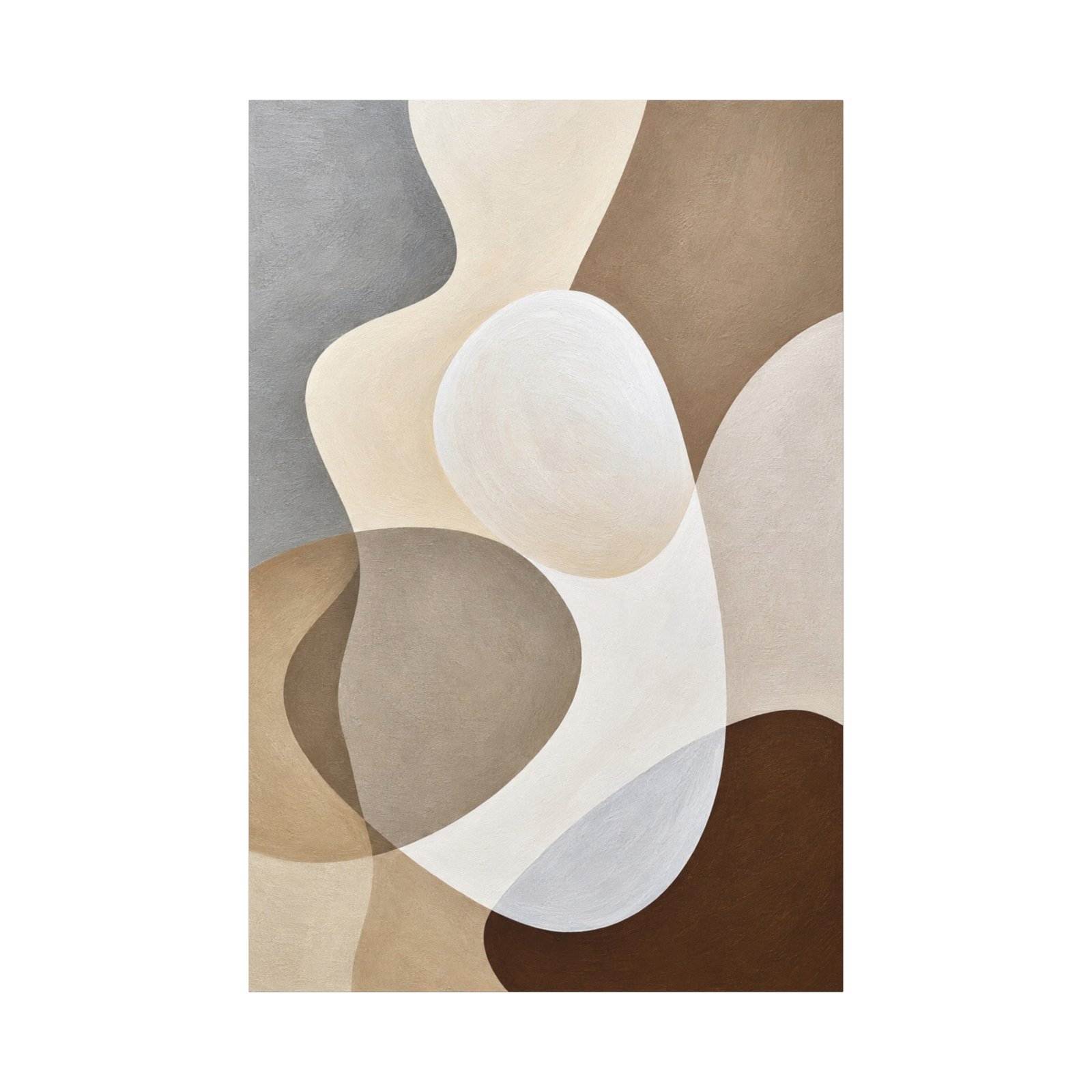 Abstract Neutral Shapes Canvas Wall Art — Modern Minimalist Beige Brown Stretched Print - Image 2
