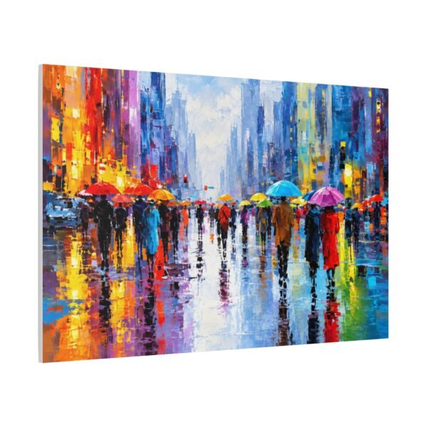 Colorful Rainy Cityscape Matte Canvas Print — Stretched Wall Art - Image 2