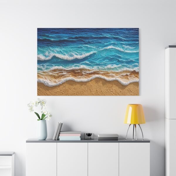 Ocean Waves Beach Canvas - Matte Stretched Wall Art - Image 3