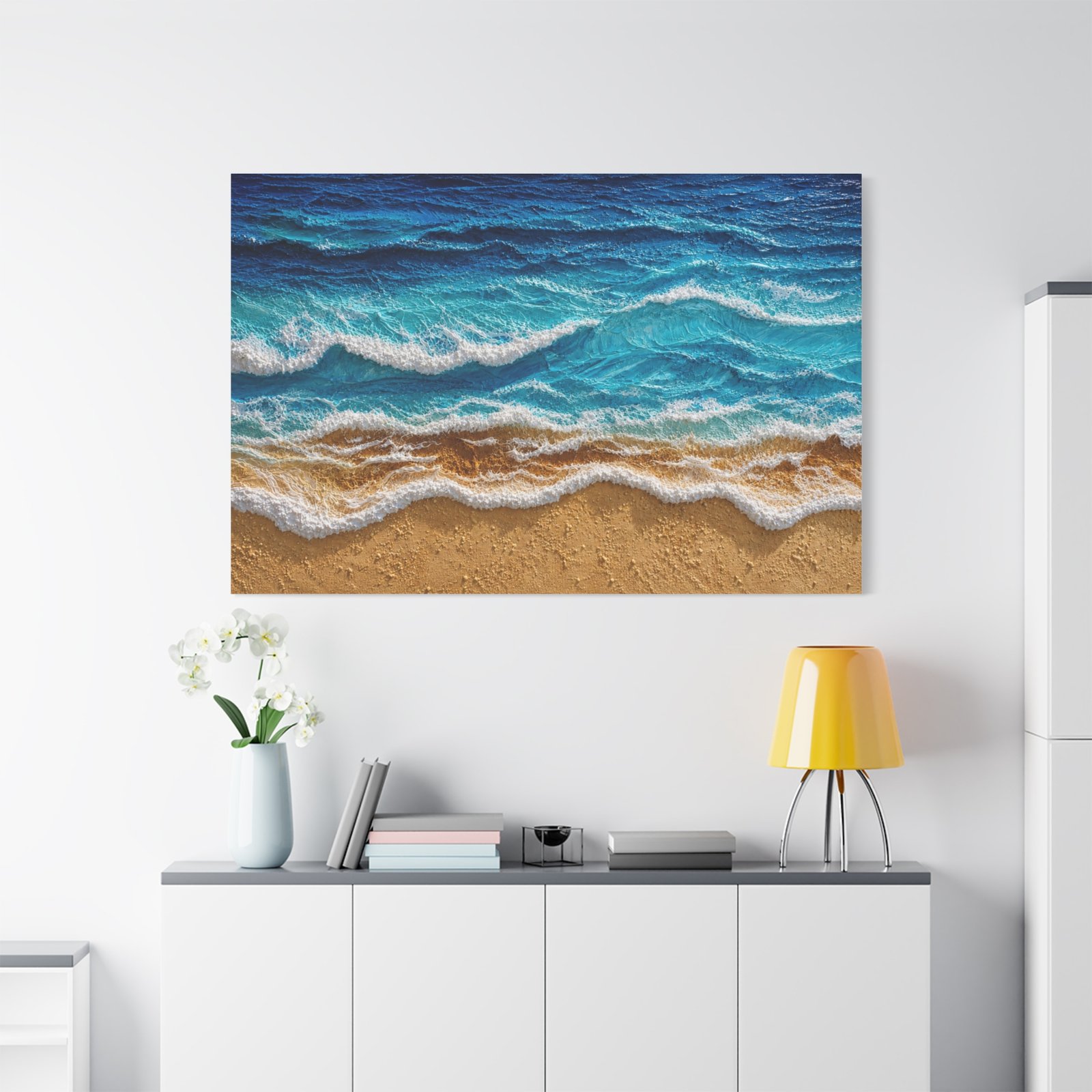 Ocean Waves Beach Canvas - Matte Stretched Wall Art - Image 3