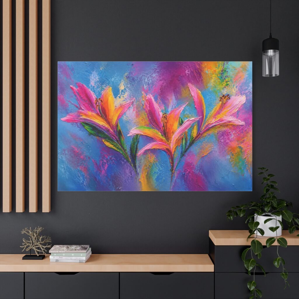Vibrant Tropical Blossoms Matte Canvas Print