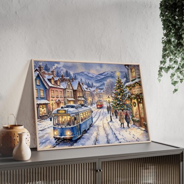 Christmas Vintage Street Poster with Wooden Frame - Image 3