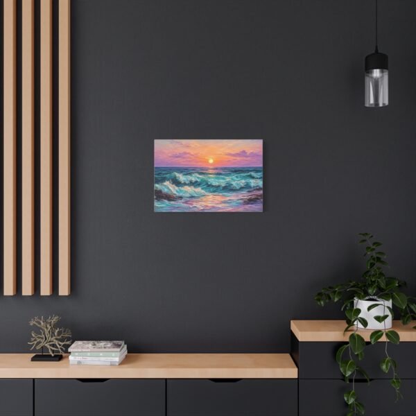 Sunset Ocean Waves Matte Canvas Print — Seaside Beach Wall Art - Image 12