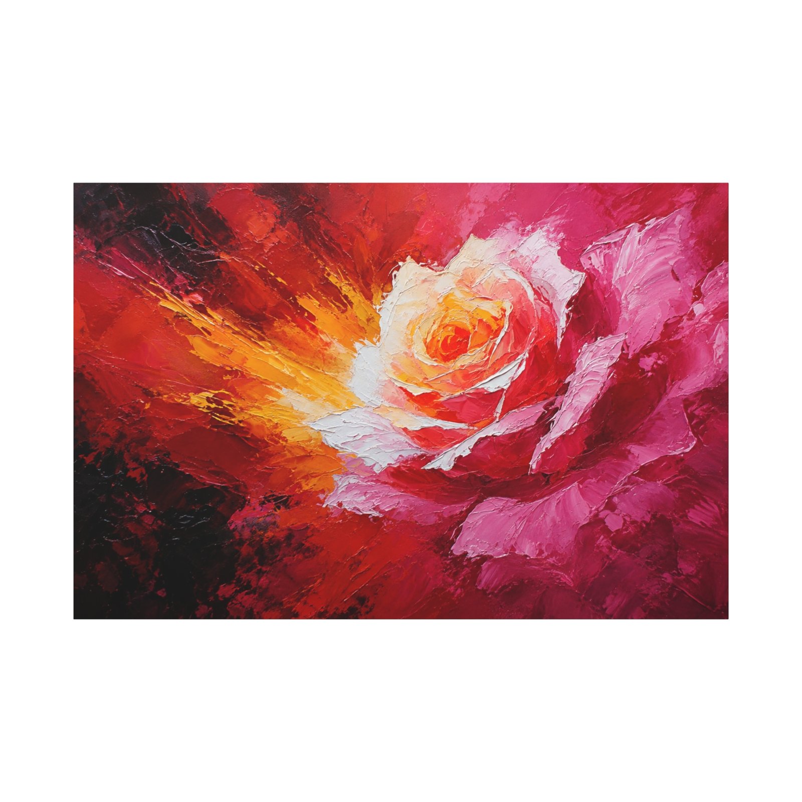 Abstract Rose Explosion Matte Canvas Wall Art - Vibrant Floral Painting - Image 2