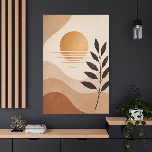 Abstract Earth Tone Sunset Canvas — Minimal Botanical Wall Art - Image 4