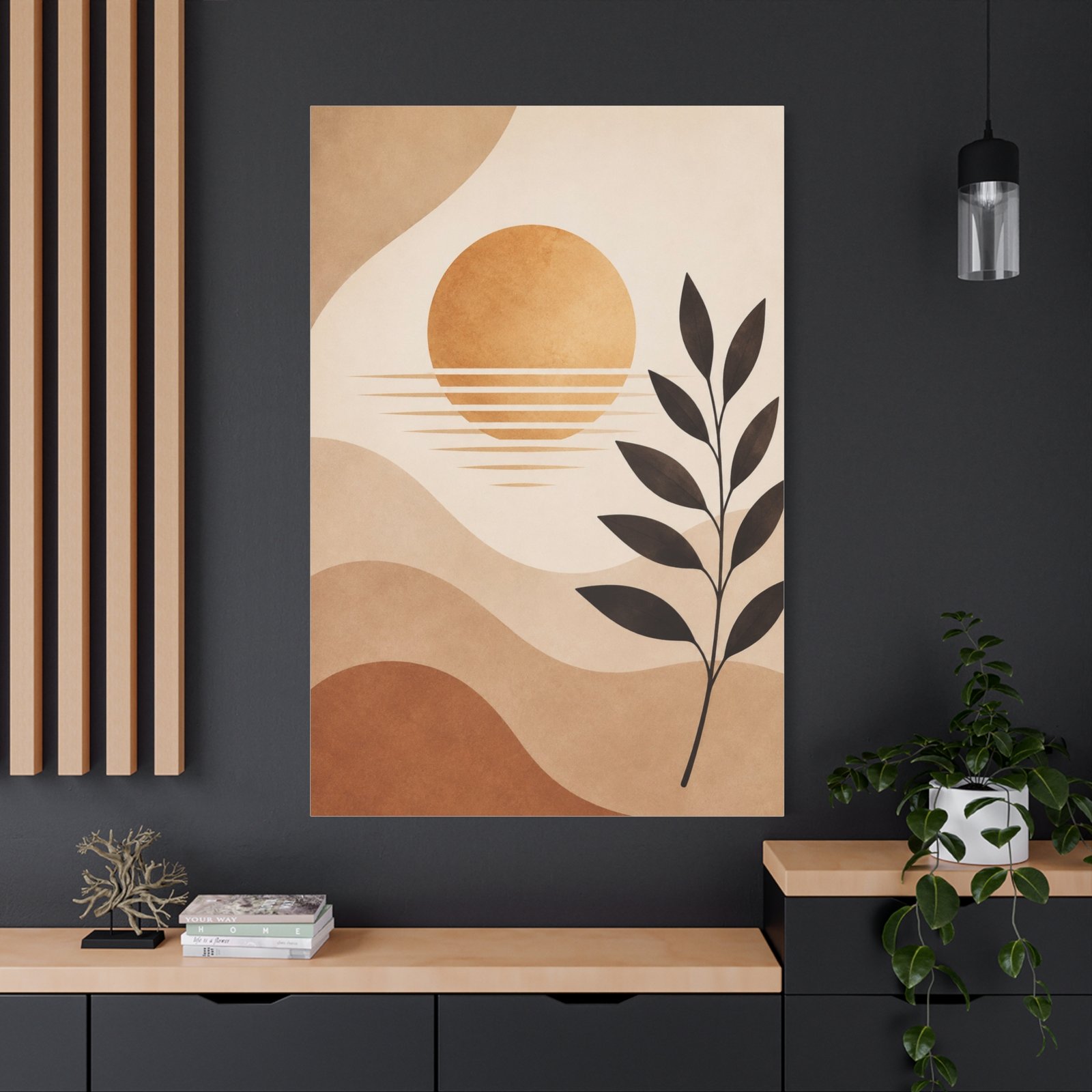 Abstract Earth Tone Sunset Canvas — Minimal Botanical Wall Art - Image 4
