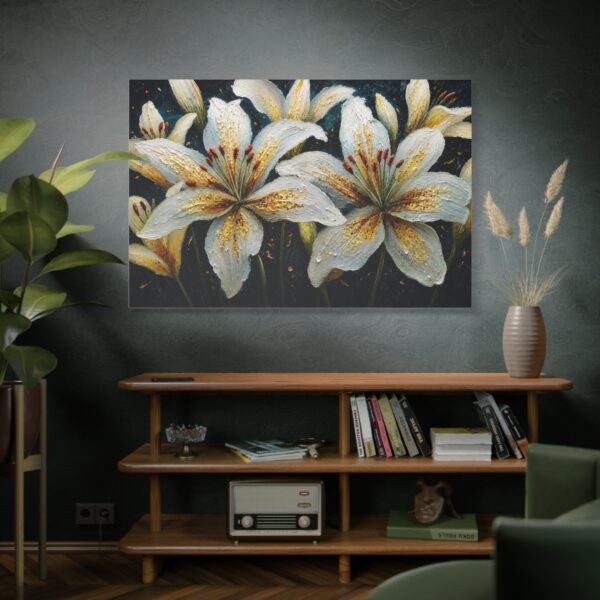 White Lily Floral Canvas Wall Art - Matte Stretched 1.25" - Image 5