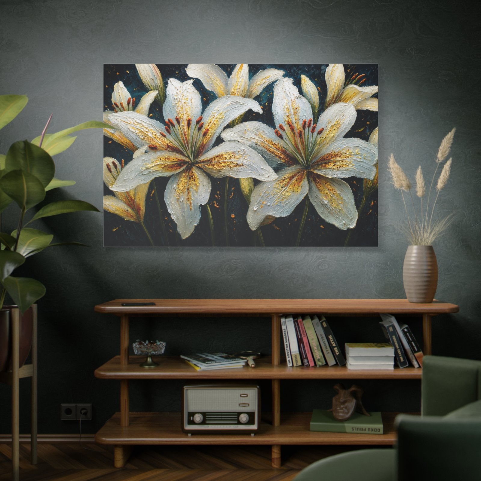 White Lily Floral Canvas Wall Art - Matte Stretched 1.25" - Image 5
