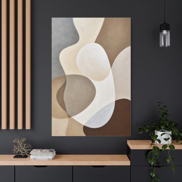 Abstract Neutral Shapes Canvas Wall Art — Modern Minimalist Beige Brown Stretched Print - Image 4