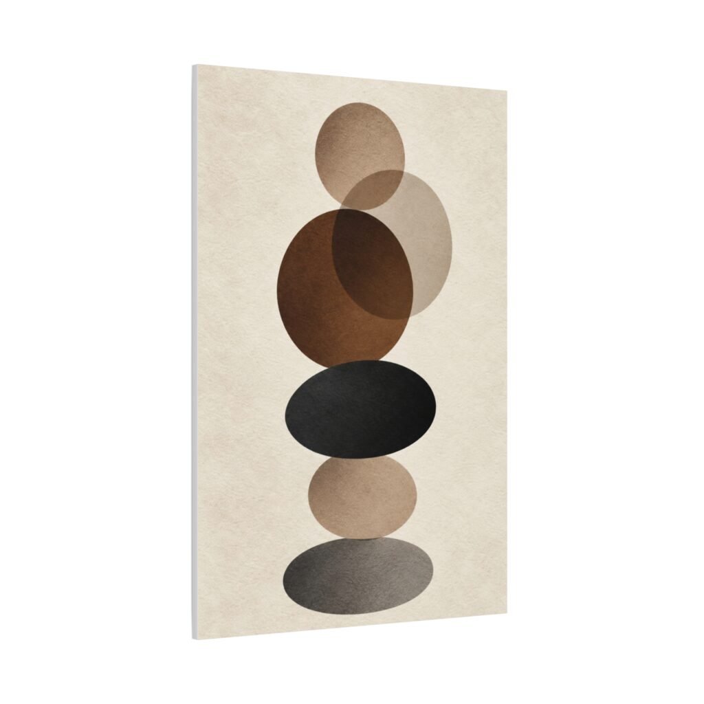 Abstract Neutral Stacked Circles Canvas — Minimalist Geometric Wall Art
