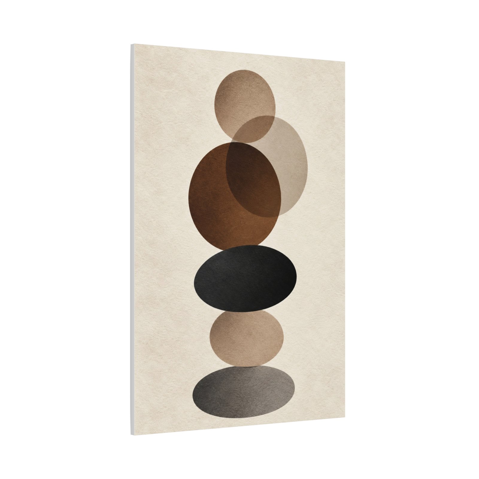 Abstract Neutral Stacked Circles Canvas — Minimalist Geometric Wall Art - Image 3